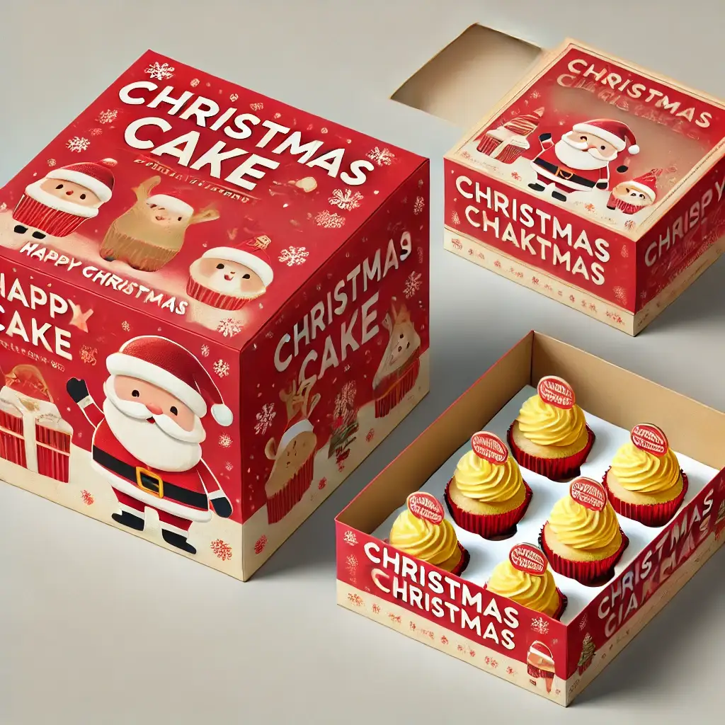 Decorative Christmas cupcake boxes with holiday patterns