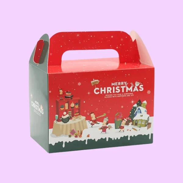 Small Christmas present boxes with festive ribbons