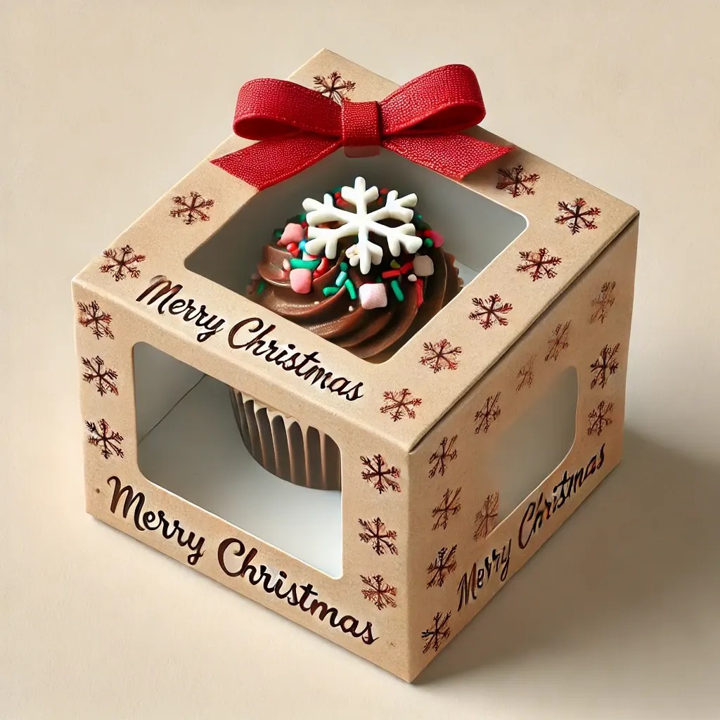 Single Christmas cupcake boxes with festive designs