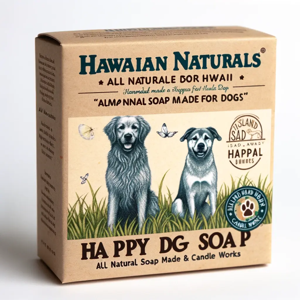 Retail display boxes for dog soaps with branding.